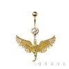 316L SURGICAL STEEL ANGEL MULTI CZ WING DANGLE BELLY BUTTON NAVEL RING 